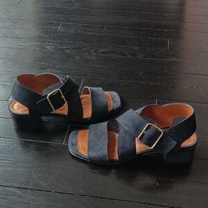 Chie Mihara Navy Suede Sandals
